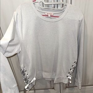 EUC juicy couture Light Gray Lace-Up satin ribbon Sweatshirt